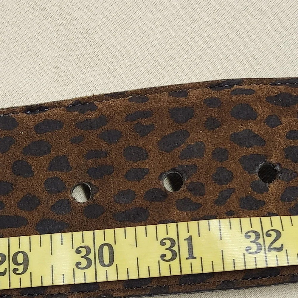 Leather Shop Vintage 90s Leopard Print Wide Elastic Waist Belt Gold Buckle M